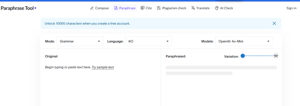 Paraphrase Tool Korean Grammar Checker